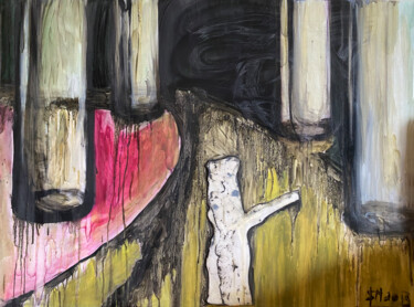 Schilderij getiteld "ertfaeопщо / The Gr…" door Leni Smoragdova, Origineel Kunstwerk, Olie Gemonteerd op Frame voor houten b…