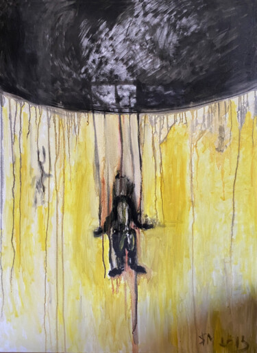 Pintura titulada "64+43 / lonely hang…" por Leni Smoragdova, Obra de arte original, Oleo Montado en Bastidor de camilla de m…