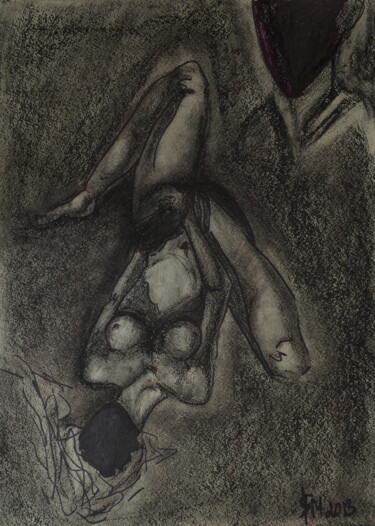 Desenho intitulada "3c8r3 / Lover {$M}…" por Leni Smoragdova, Obras de arte originais, Carvão