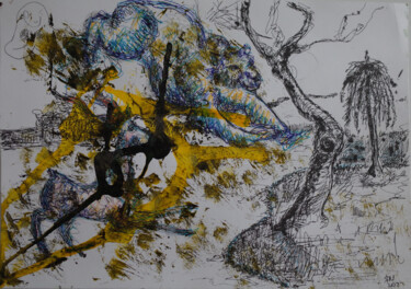 Dibujo titulada "2({4 / She began to…" por Leni Smoragdova, Obra de arte original, Tinta
