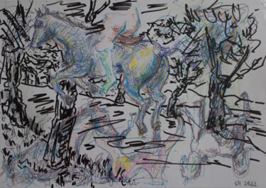 Dessin intitulée "a4_4 / She began to…" par Leni Smoragdova, Œuvre d'art originale, Crayon