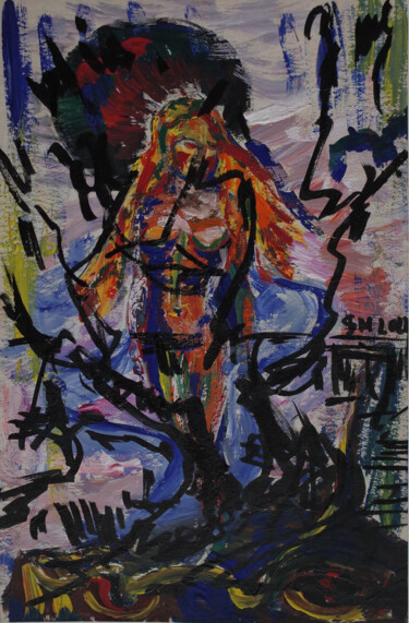 Рисунок под названием "v8$# / She began to…" - Leni Smoragdova, Подлинное произведение искусства, Маркер