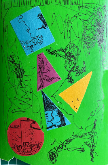 Collagen mit dem Titel "t03e / Chessboard -…" von Leni Smoragdova, Original-Kunstwerk, Collagen
