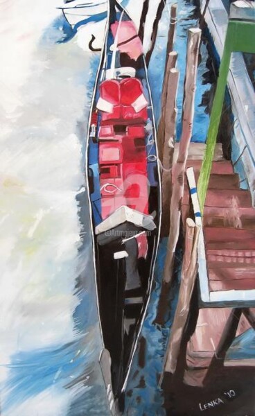 Pittura intitolato "Venice Red Gondola" da Lenka Graner, Opera d'arte originale, Olio
