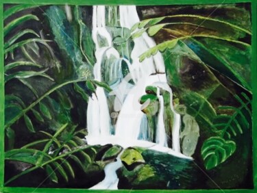 Pintura titulada "Angel Veil Falls" por Lenka Graner, Obra de arte original, Oleo Montado en Bastidor de camilla de madera