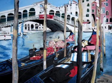 Painting titled "Two Gondolas and th…" by Lenka Graner, Original Artwork, Oil