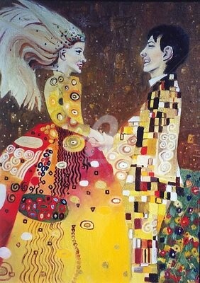 Painting titled "Joyful Romance" by Lenka Graner, Original Artwork, Oil