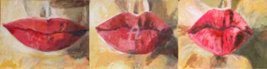 Painting titled "Kiss Triptych" by Lenka Graner, Original Artwork, Oil