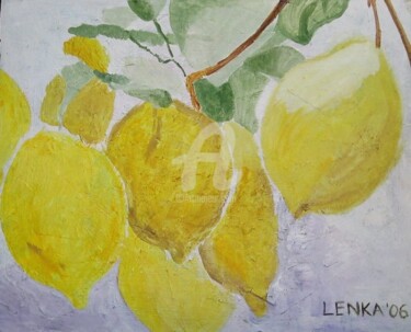 Painting titled "Lemons" by Lenka Graner, Original Artwork, Oil