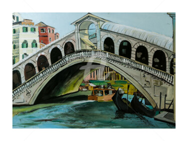 Peinture intitulée "Rialto Bridge" par Lenka Graner, Œuvre d'art originale, Huile