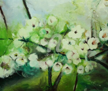 Peinture intitulée "Cherry Blossoms" par Lenka Graner, Œuvre d'art originale, Huile