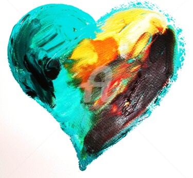 Peinture intitulée "Blue Wedding Heart" par Lenka Graner, Œuvre d'art originale, Huile