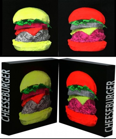 Pittura intitolato "cheeseburger" da Lorenzo Noccioli, Opera d'arte originale, Olio
