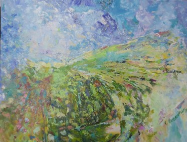 Pintura titulada "Зеленое поле" por Malenka, Obra de arte original, Acrílico Montado en Bastidor de camilla de madera