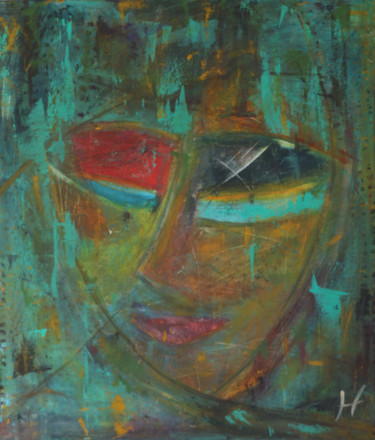 Painting titled "TERESA" by Lénon B, Original Artwork, Acrylic Mounted on Wood Stretcher frame