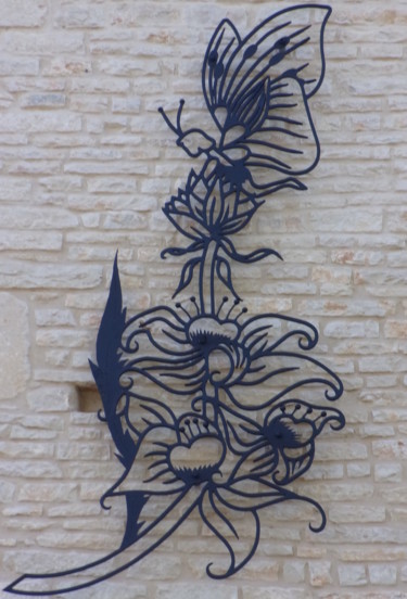 Sculpture intitulée "la fée papillon" par François Lenormand, Œuvre d'art originale, Métaux