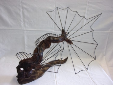 Sculpture intitulée "poisson imaginaire" par François Lenormand, Œuvre d'art originale, Métaux