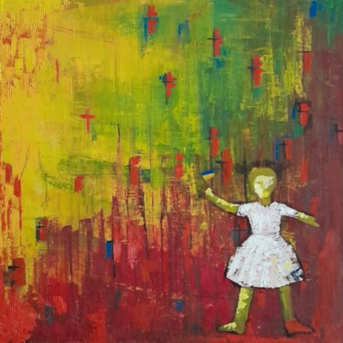 Malerei mit dem Titel "Shot childhood" von Leo Adam (Leonid Shatsylo), Original-Kunstwerk, Öl