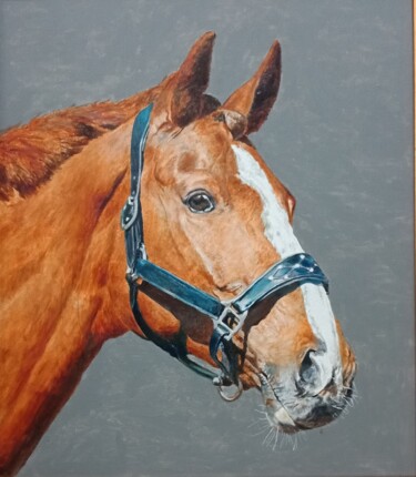 Painting titled "Head of Horse 4" by Leo Budhi, Original Artwork, Acrylic