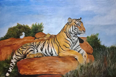 Painting titled "Tiger 1" by Leo Budhi, Original Artwork, Acrylic