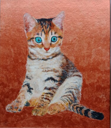 Painting titled "Cat 1" by Leo Budhi, Original Artwork, Oil