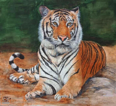 Peinture intitulée "Bengal Tiger 1" par Leo Budhi, Œuvre d'art originale, Huile