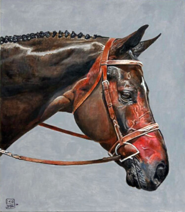 Painting titled "Head of Horse 2" by Leo Budhi, Original Artwork, Oil