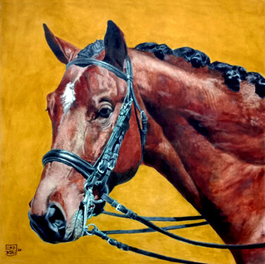Peinture intitulée "Head of Horse 1" par Leo Budhi, Œuvre d'art originale, Huile