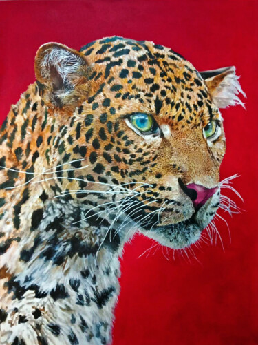 Painting titled "The Leopard" by Leo Budhi, Original Artwork, Acrylic