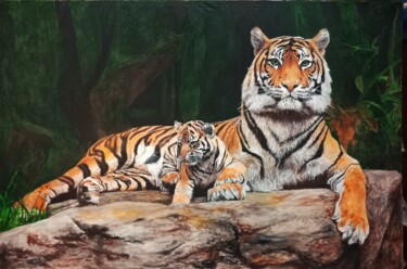 Malarstwo zatytułowany „King of The Jungle” autorstwa Leo Budhi, Oryginalna praca, Akryl