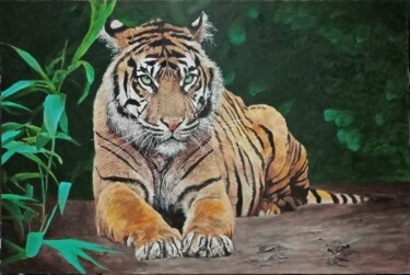 Painting titled "King of Jungle" by Leo Budhi, Original Artwork, Acrylic