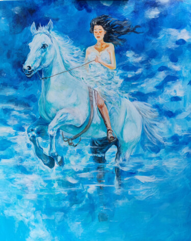 Malarstwo zatytułowany „The bride galloping…” autorstwa Leo,Keihung Yip, Oryginalna praca, Akryl