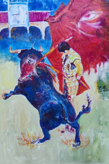 Peinture intitulée "紅色斗篷的眼睛" par Leo,Keihung Yip, Œuvre d'art originale, Huile Monté sur Châssis en bois