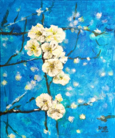 Картина под названием "Plum Blossom Suite2" - Leo,Keihung Yip, Подлинное произведение искусства, Акрил Установлен на Деревян…