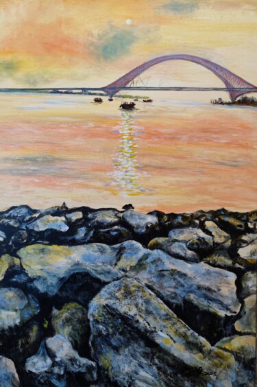 绘画 标题为“Sunset Pearl Bay” 由Leo,Keihung Yip, 原创艺术品, 丙烯 安装在木质担架架上