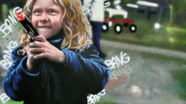 Schilderij getiteld "the-game" door Leo Montemanni, Origineel Kunstwerk, Graffiti Gemonteerd op Frame voor houten brancard