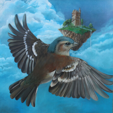 Peinture intitulée "volo" par Leo Montemanni, Œuvre d'art originale, Huile Monté sur Panneau de bois