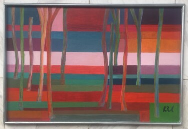 Schilderij getiteld "Bois de hêtres" door Leo Roussel, Origineel Kunstwerk, Acryl Gemonteerd op Andere stijve panelen