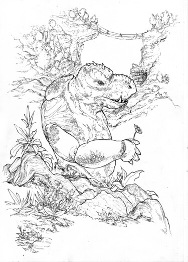 Drawing titled "Tortue Ninja" by Léo Saint-Arroman, Original Artwork, Ink