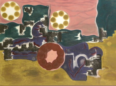 Dessin intitulée "Stad" par Leo Spreksel, Œuvre d'art originale, Pastel
