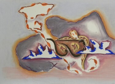 Tekening getiteld "Bodyscape" door Leo Spreksel, Origineel Kunstwerk, Pastel