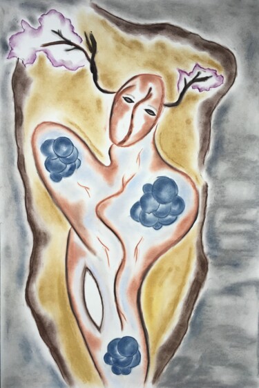 Dibujo titulada "contemplation" por Leo Spreksel, Obra de arte original, Pastel