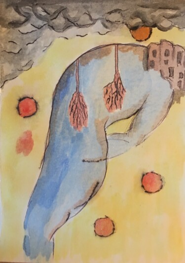 Painting titled "Roots" by Leo Spreksel, Original Artwork, Watercolor