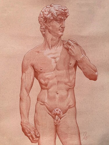 Dessin intitulée "Étude - David de Mi…" par Léo Vandercruysse, Œuvre d'art originale, Crayon