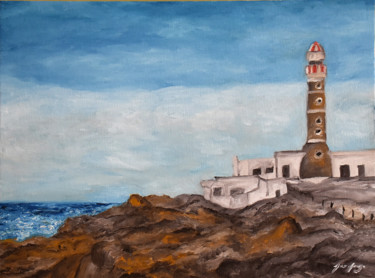 Painting titled "Farol de Cabo Polôn…" by Leo Du Lac, Original Artwork, Oil