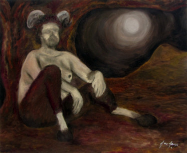 Malerei mit dem Titel "Fauno noturno" von Leo Du Lac, Original-Kunstwerk, Öl