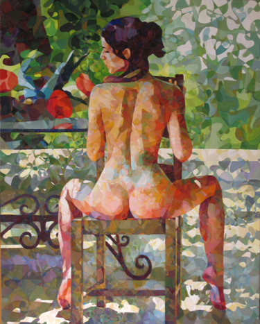 Painting titled ""DESNUDO DE LA SILL…" by Andrades, Original Artwork, Oil