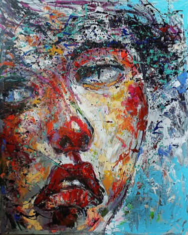 Painting titled "Face 02" by Hai Nguyen, Original Artwork, Oil