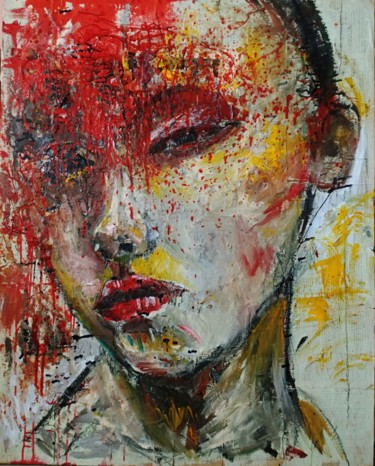 Painting titled "Face 08" by Hai Nguyen, Original Artwork, Oil