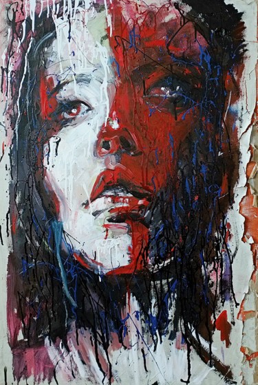 Painting titled "Face 10" by Hai Nguyen, Original Artwork, Oil
